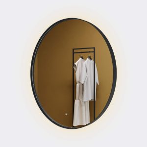 Зеркало в черной раме c подсветкой 3 в 1, RAUNTEL M LED, 80 см