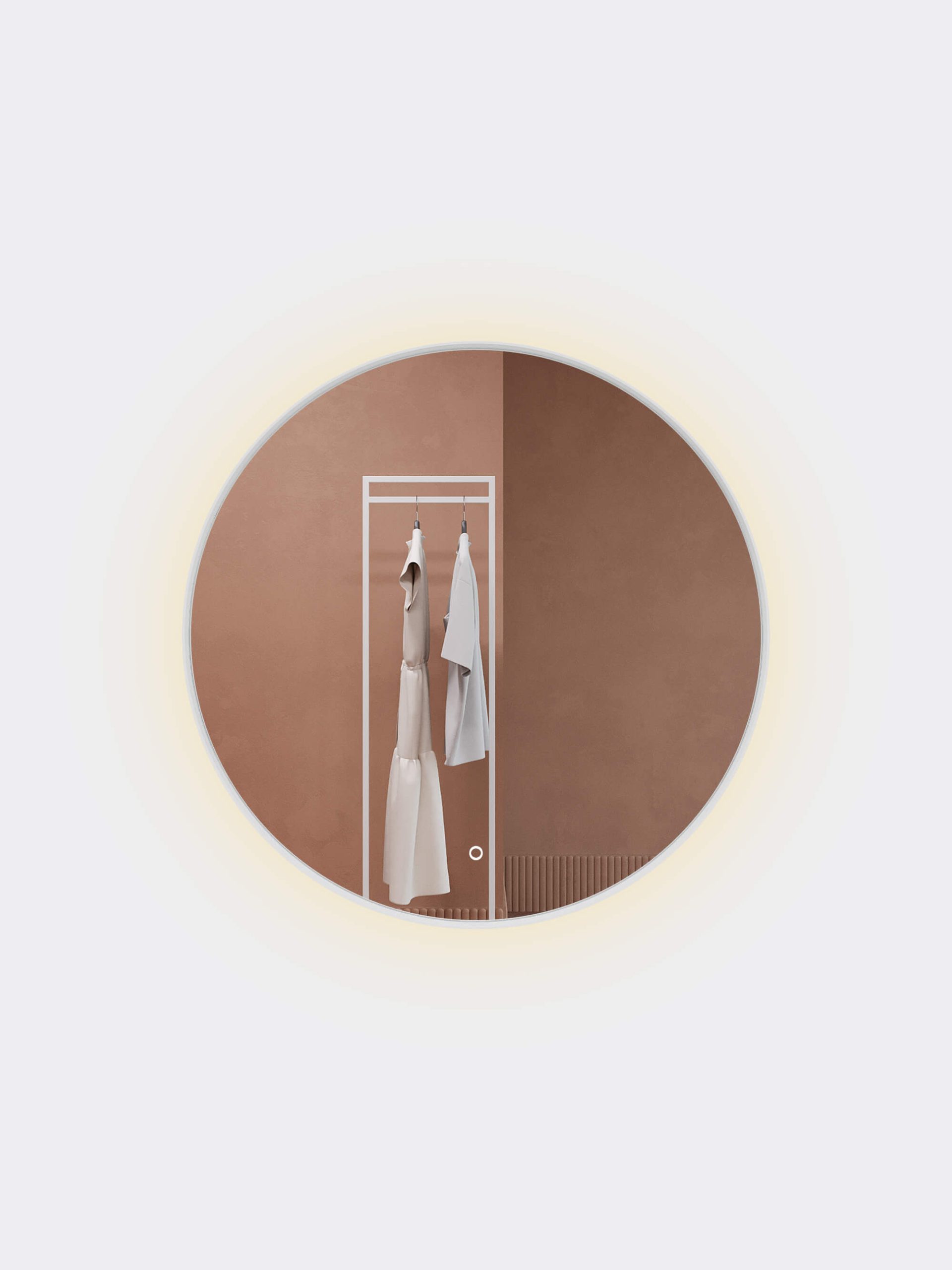 Зеркало в белой раме c подсветкой 3 в 1, RAUNTEL M LED, 80 см