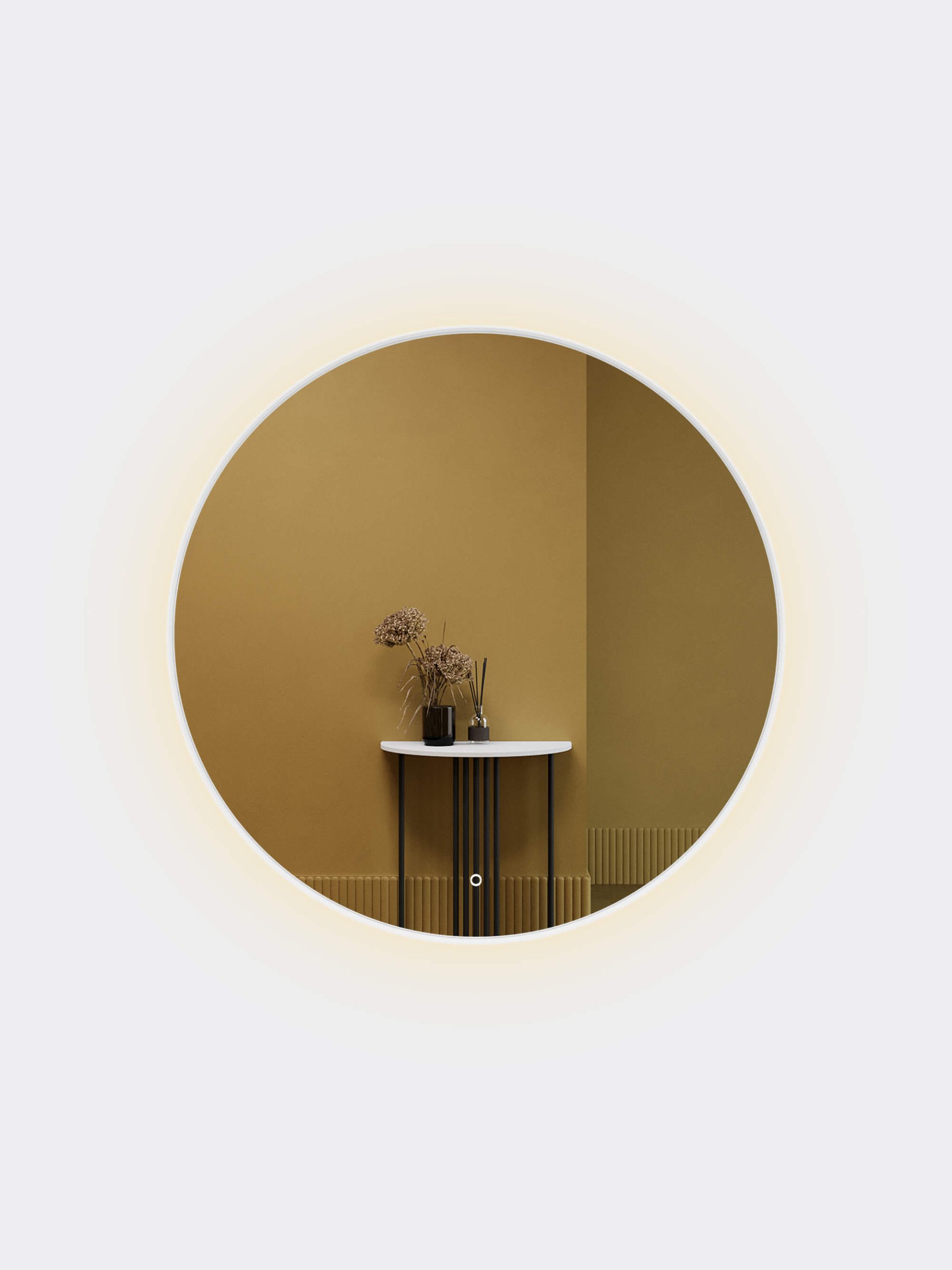 Зеркало в белой раме c подсветкой 3 в 1, RAUNTEL L LED, 100 см