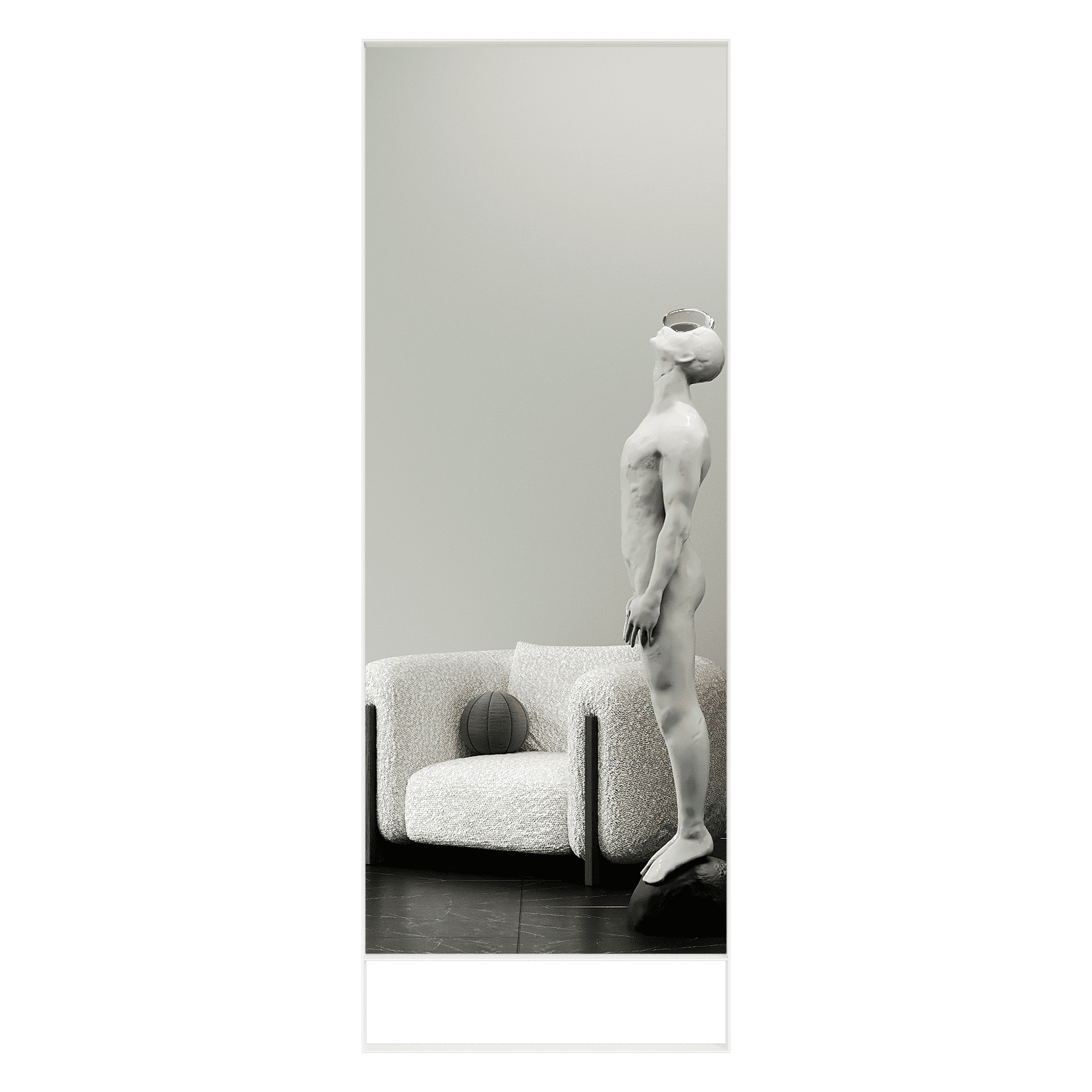 Зеркало в белой раме HALFEO Slim Leg, 220 х 80 см