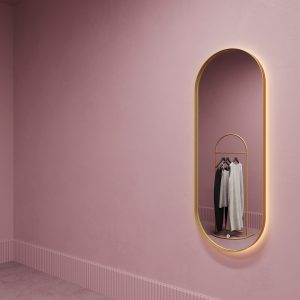 Зеркало в золотой раме с подсветкой 3 в 1, NOLVIS M LED, 136 x 51 см