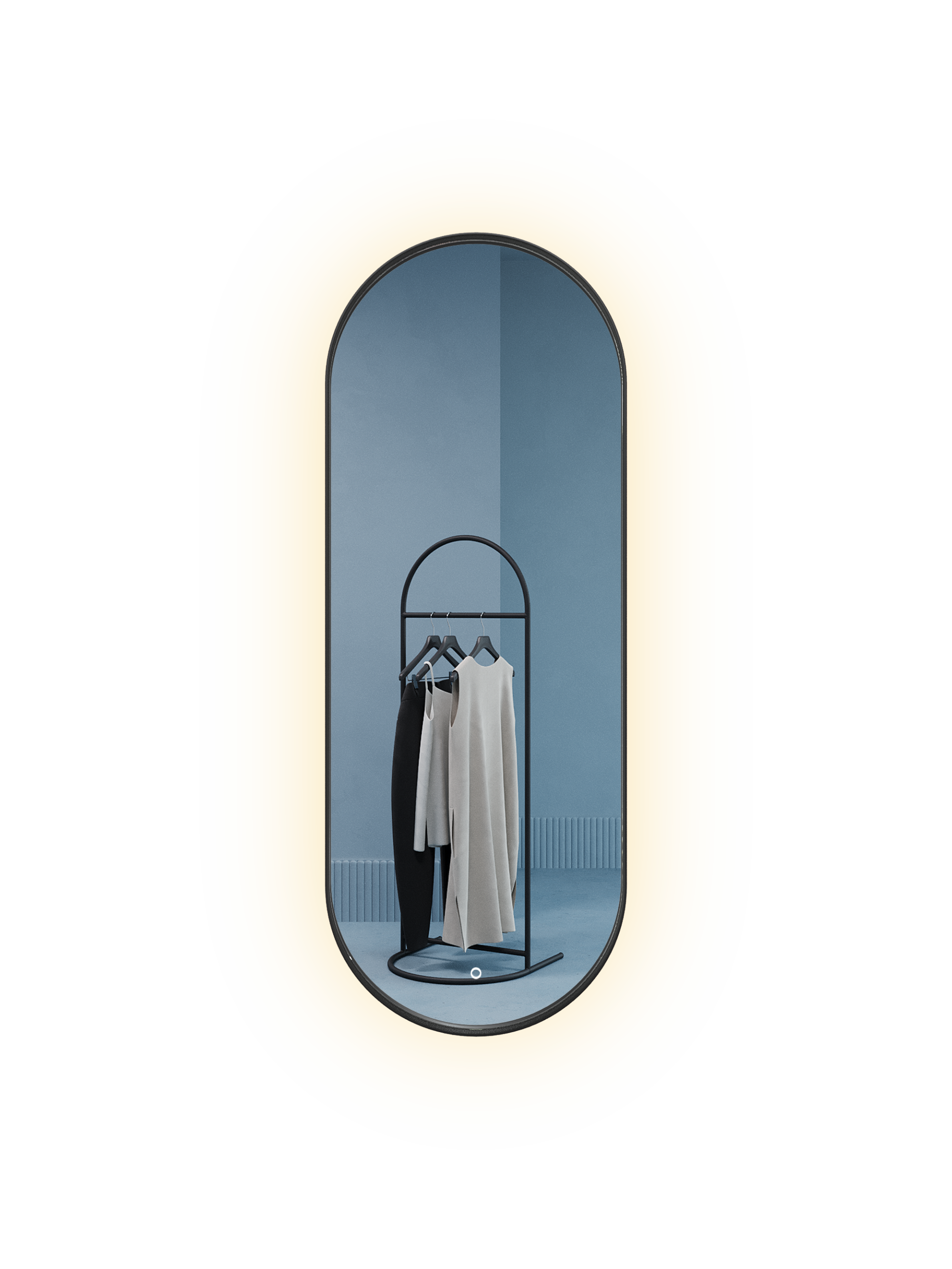 Зеркало в черной раме с подсветкой 3 в 1, NOLVIS M LED, 136 x 51 см