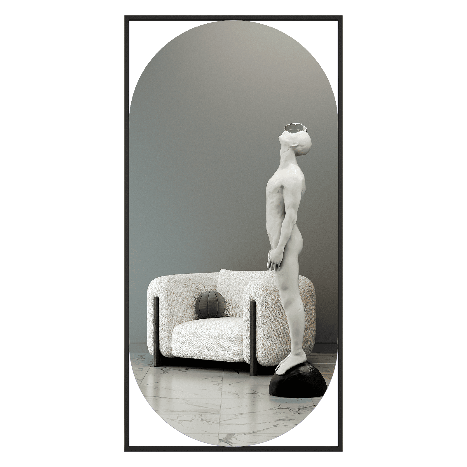 Зеркало в черной раме KVADEN XL, 200 х 100 см