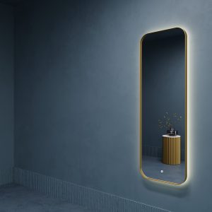 Зеркало в золотой раме с подсветкой 3 в 1, KUVINO M LED, 150 x 50 см