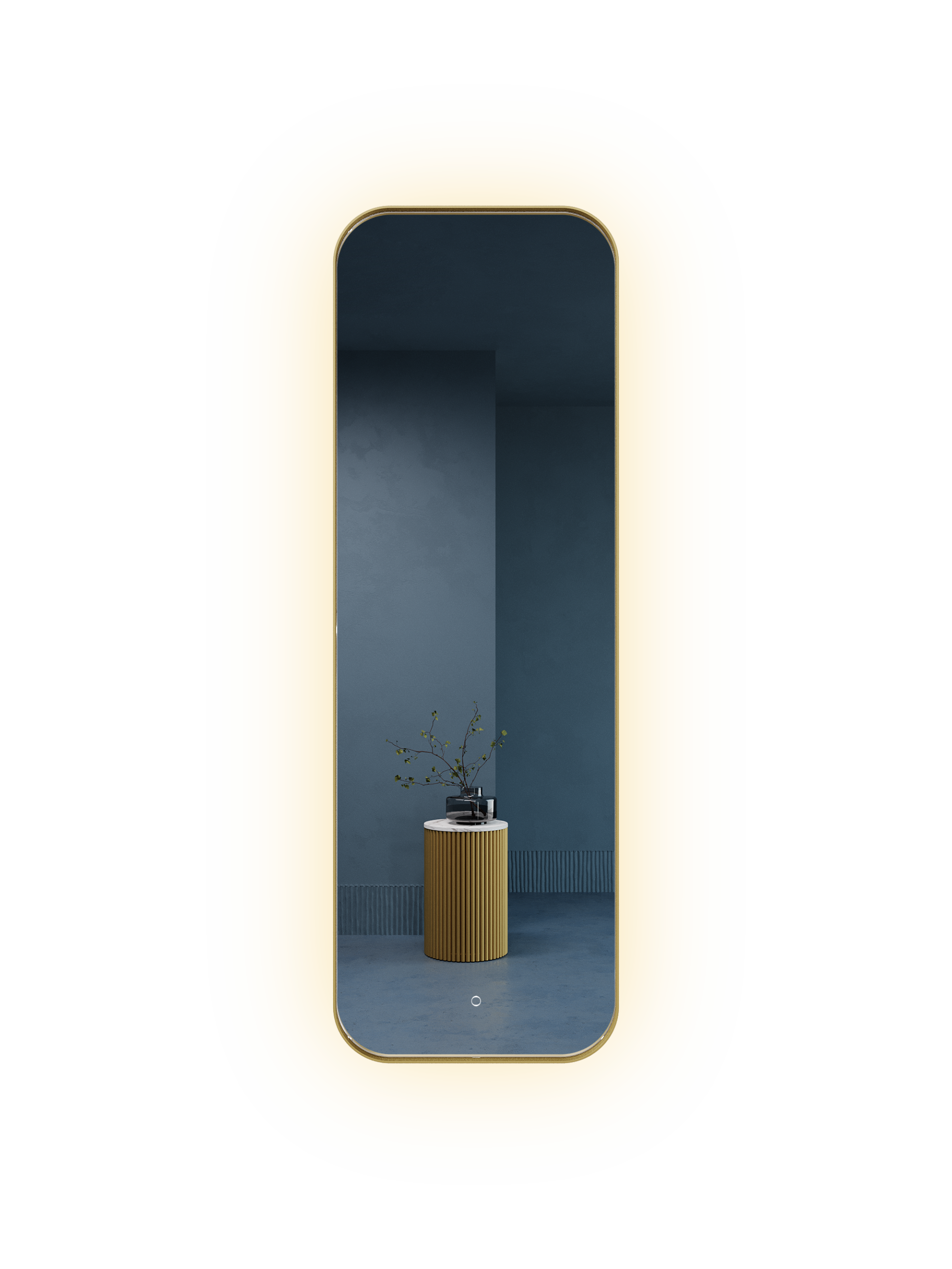 Зеркало в золотой раме с подсветкой 3 в 1, KUVINO M LED, 150 x 50 см