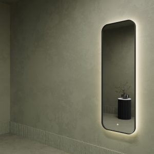 Зеркало в черной раме с подсветкой 3 в 1, KUVINO M LED, 150 x 50 см