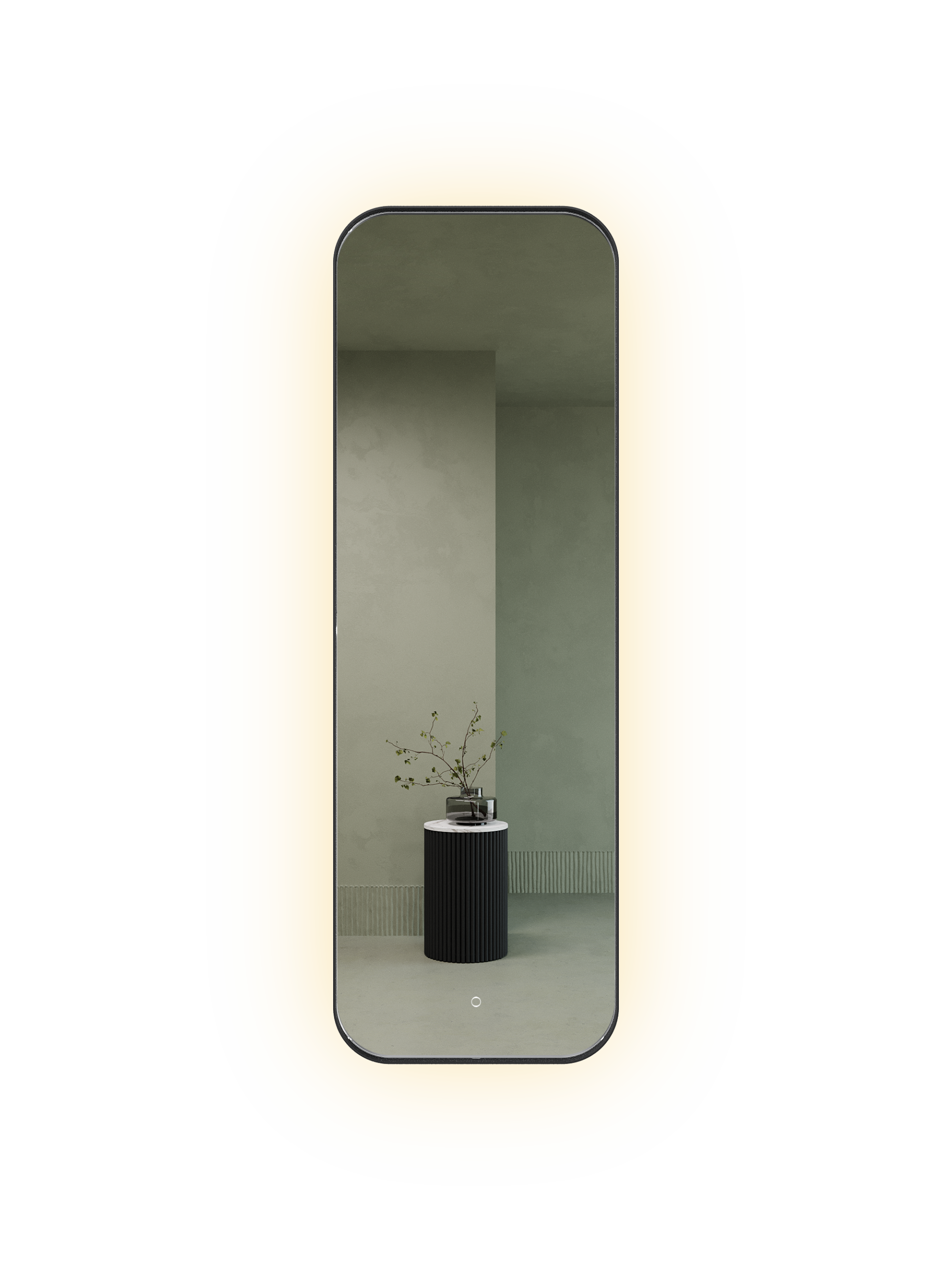 Зеркало в черной раме с подсветкой 3 в 1, KUVINO M LED, 150 x 50 см