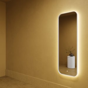Зеркало в белой раме с подсветкой 3 в 1, KUVINO M LED, 150 x 50 см