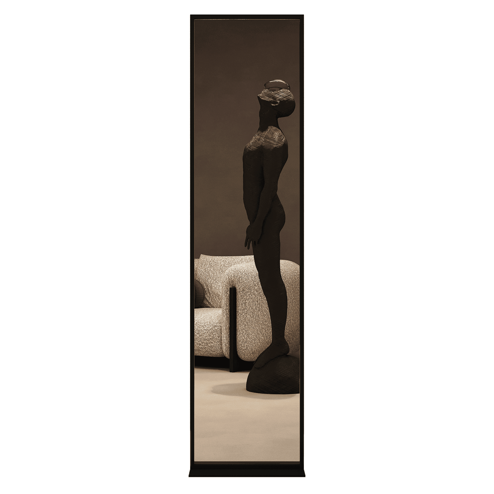 Зеркало в черной раме ZELISO-1, 185 х 45 см