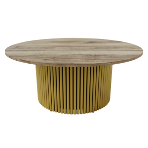 Журнальный столик TRUBIS Wood M D100 см, орех/золотой