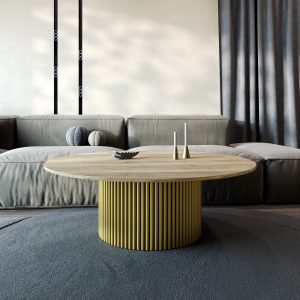 Журнальный столик TRUBIS Wood M D120 см, орех/золотой