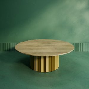 Журнальный столик TRUBIS Wood M D120 см, орех/золотой