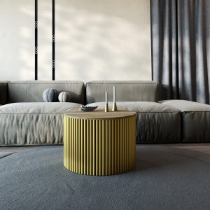 Журнальный столик TRUBIS Wood M D60 см, орех/золотой