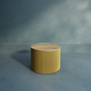 Журнальный столик TRUBIS Wood M D60 см, орех/золотой