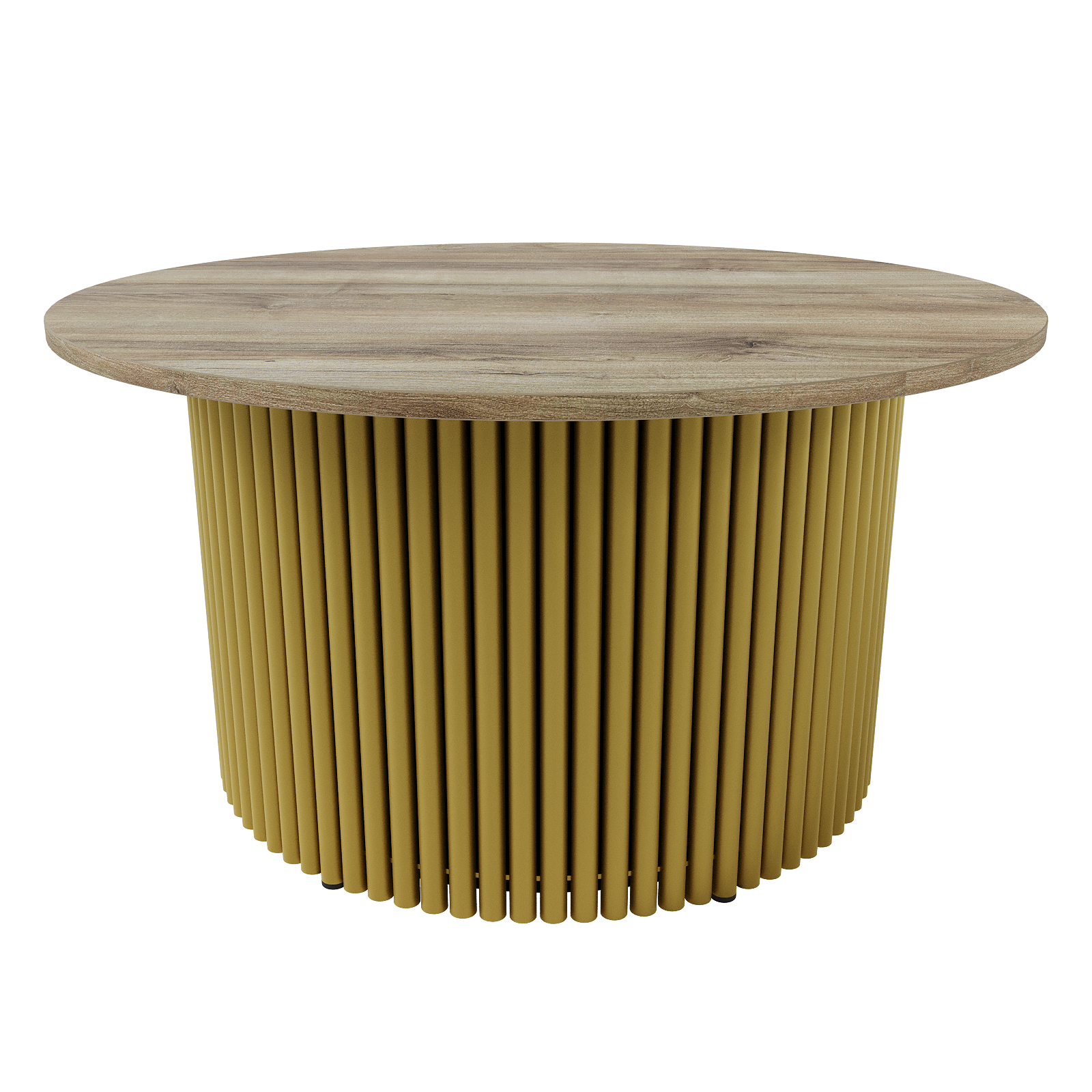 Журнальный столик TRUBIS Wood M D80 см, орех/золотой