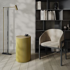 Журнальный столик TRUBIS Wood S D40 см, орех/золотой