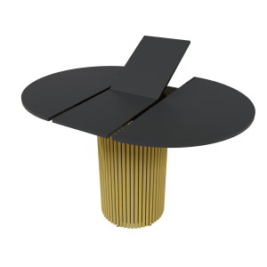 Обеденный стол TRUBIS L Max D90/120 х 90 см, черный/золотой