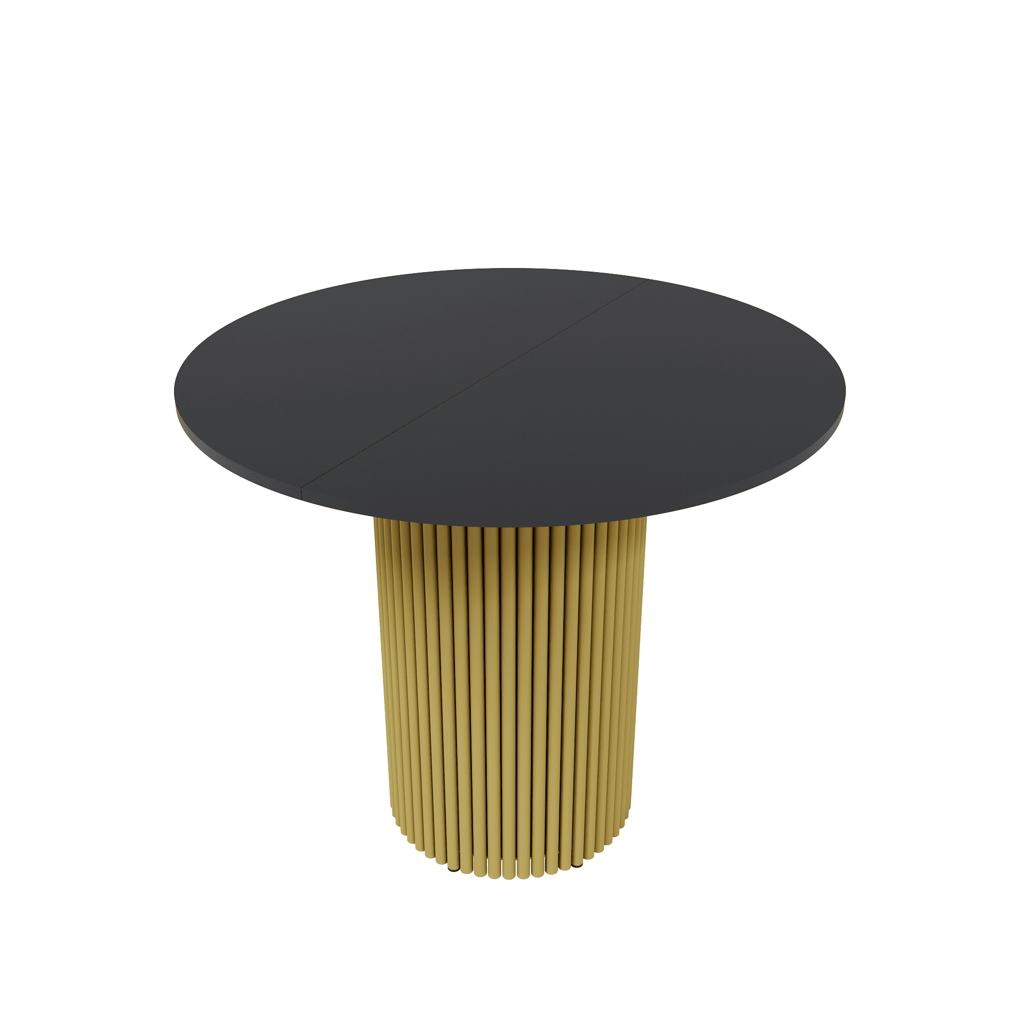 Обеденный стол TRUBIS L Max D90/120 х 90 см, черный/золотой