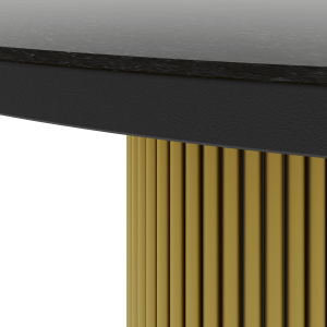 Обеденный стол TRUBIS Wood Wood + Glass L 100 темный мрамор/золотой