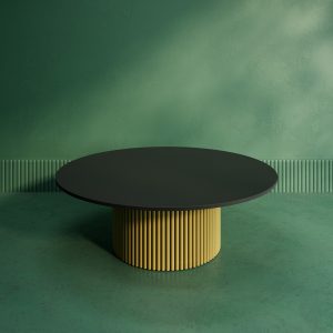 Журнальный столик TRUBIS Wood M D120 см, черный/золотой