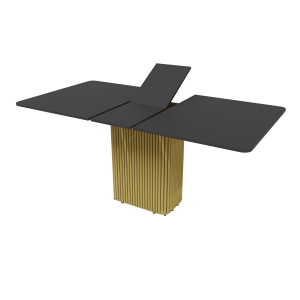 Обеденный стол TRUBIS R Max 140/170 х 90 см, черный/золотой