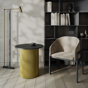 Журнальный столик TRUBIS Wood S D60 см, черный/золотой