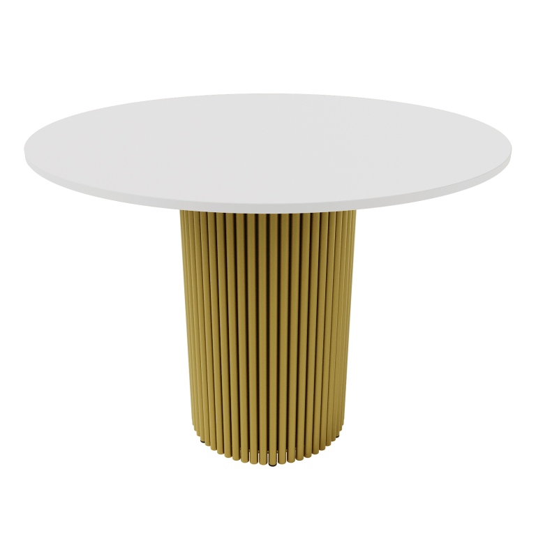 Обеденный стол TRUBIS Wood L D100 см, белый/золотой
