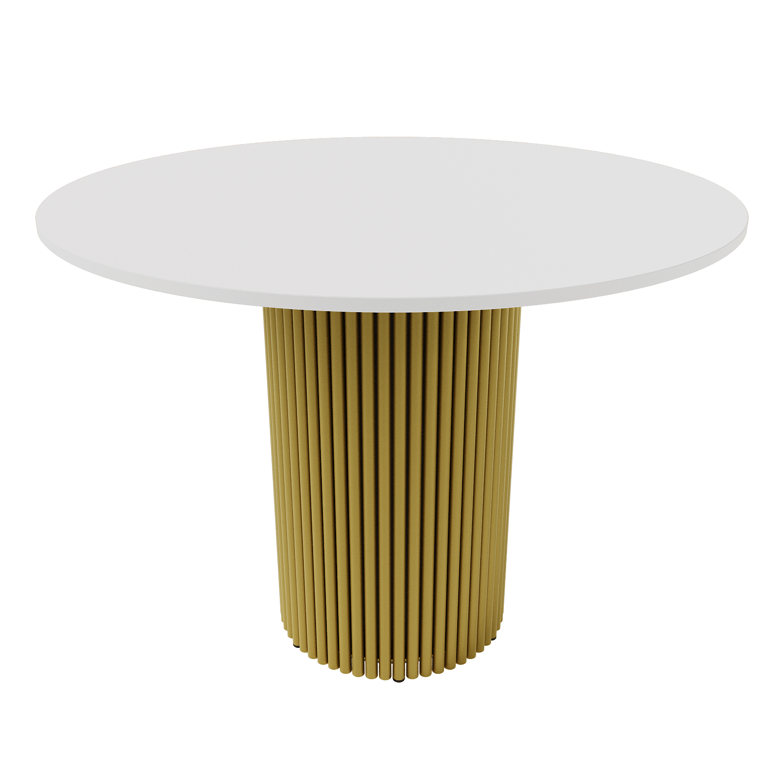 Обеденный стол TRUBIS Wood L D100 см, белый/золотой