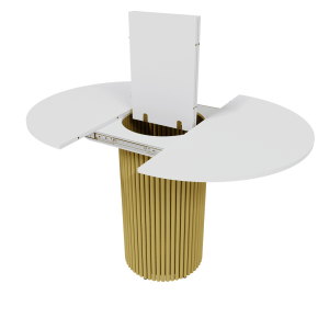 Обеденный стол TRUBIS L Max D90/120 х 90 см, белый/золотой