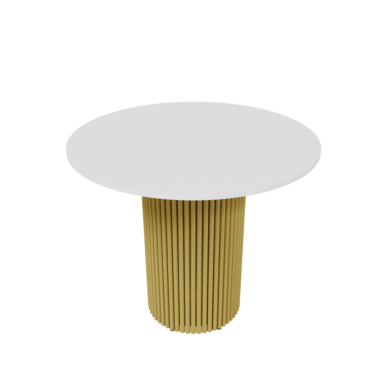 Обеденный стол TRUBIS L Max D90/120 х 90 см, белый/золотой