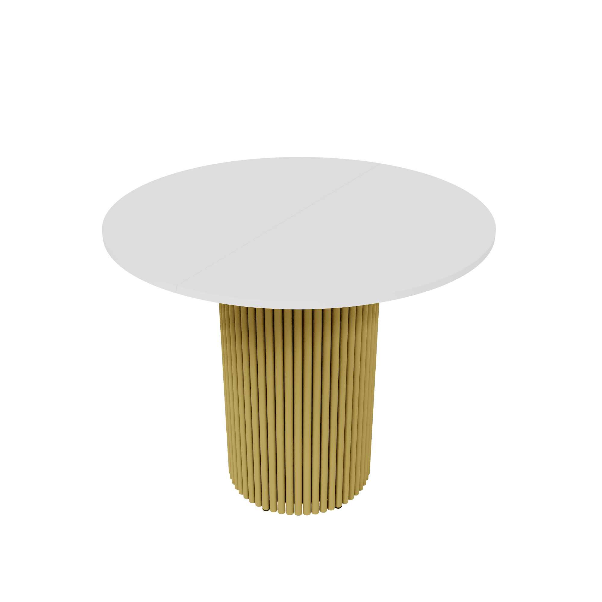 Обеденный стол TRUBIS L Max D90/120 х 90 см, белый/золотой