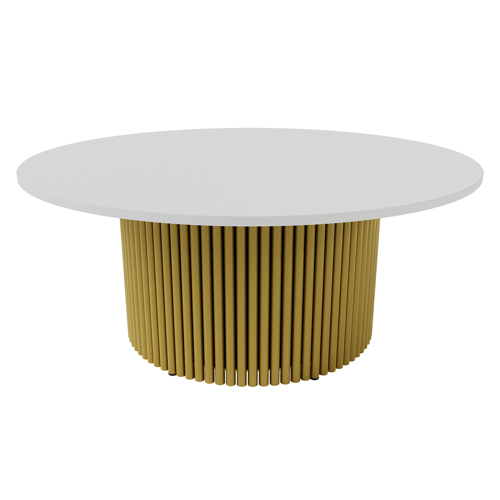 Журнальный столик TRUBIS Wood M D100 см, белый/золотой