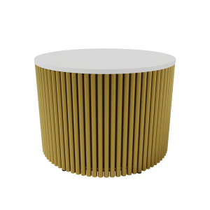 Журнальный столик TRUBIS Wood M D60 см, белый/золотой