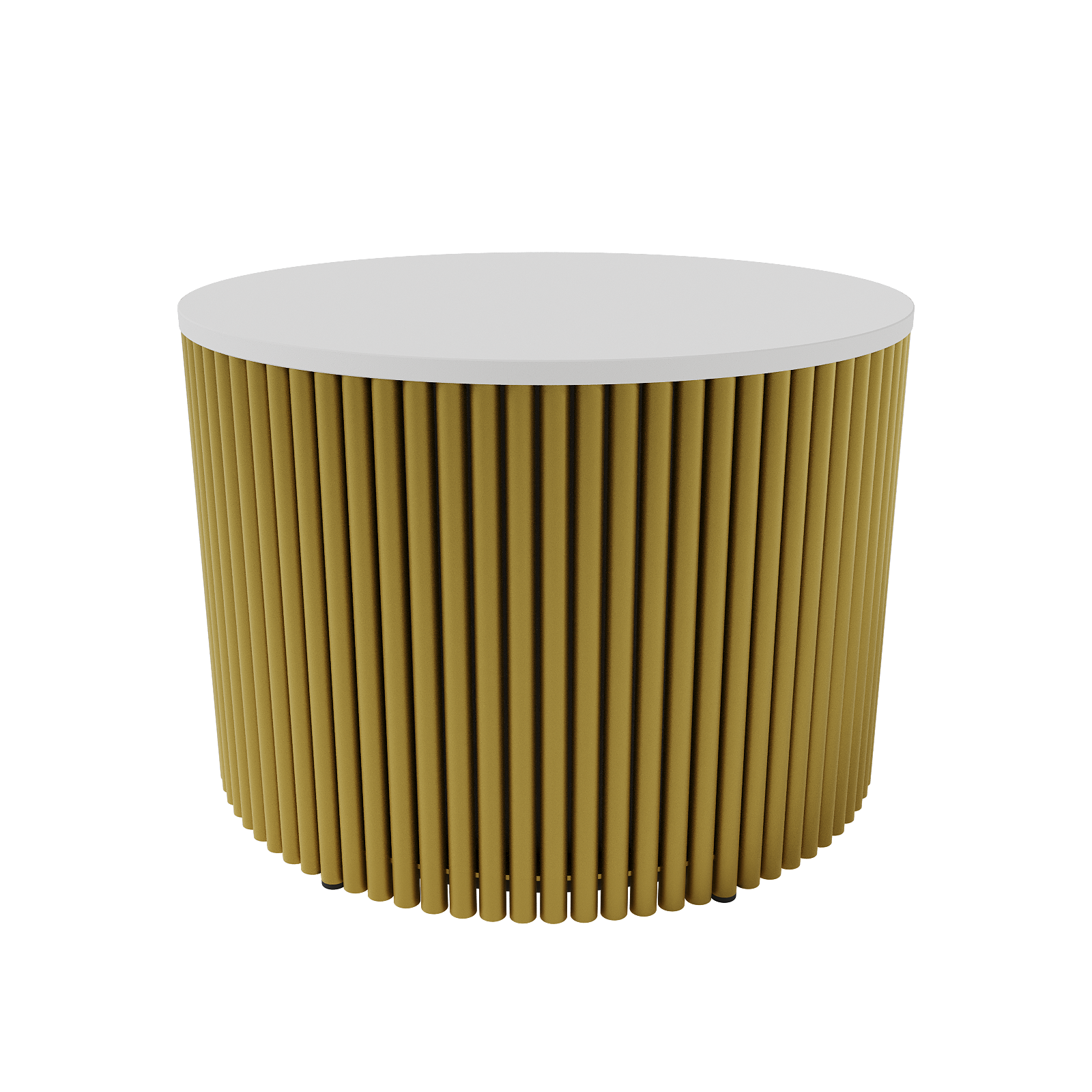 Журнальный столик TRUBIS Wood M D60 см, белый/золотой