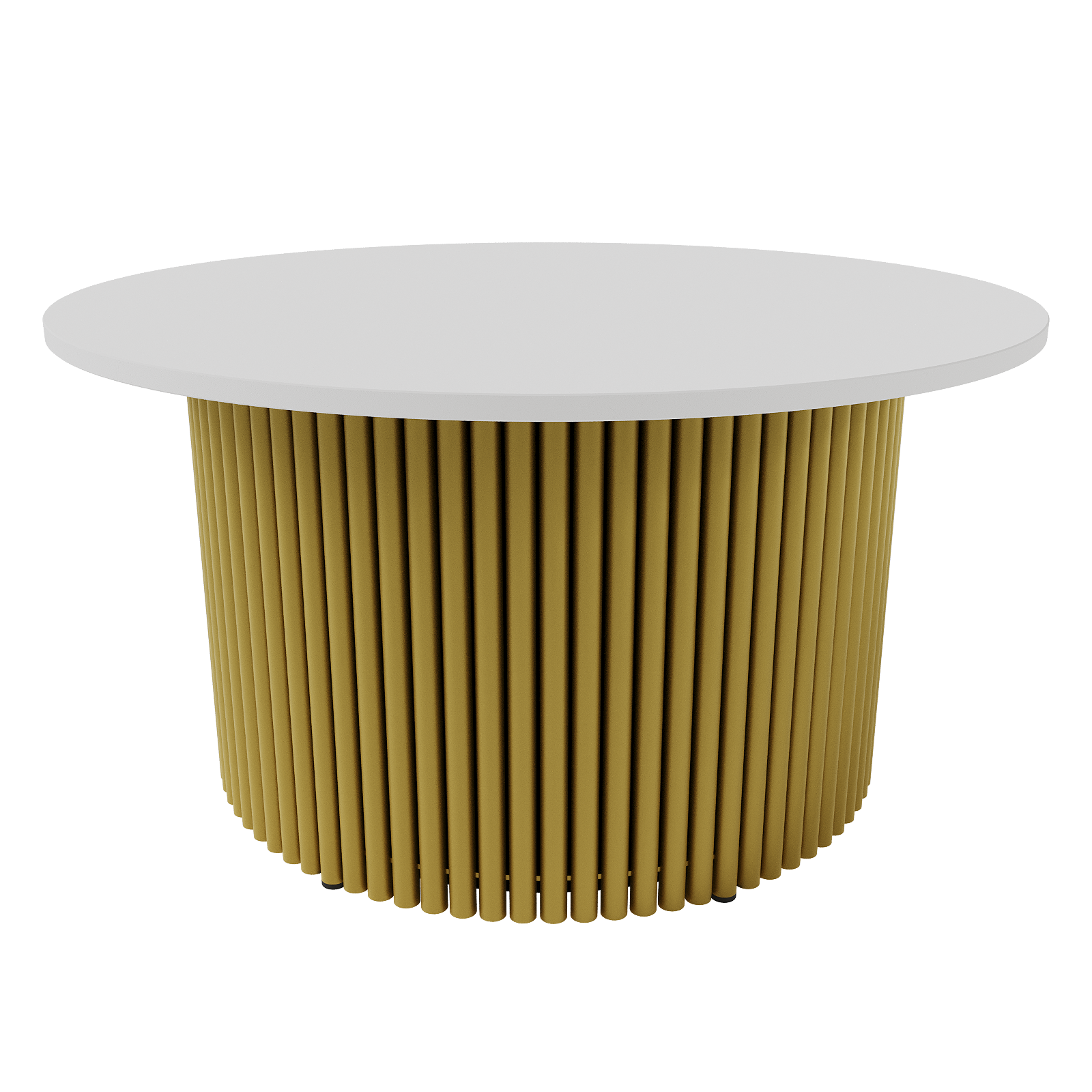 Журнальный столик TRUBIS Wood M D80 см, белый/золотой