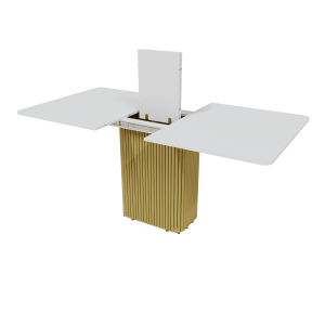 Обеденный стол TRUBIS R Max 140/170 х 90 см, белый/золотой