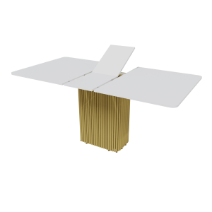 Обеденный стол TRUBIS R Max 140/170 х 90 см, белый/золотой