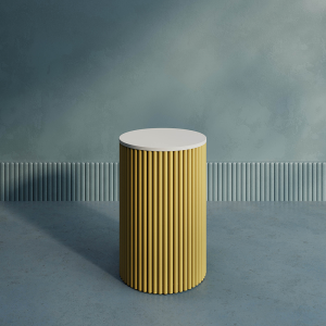 Журнальный столик TRUBIS Wood S D40 см, белый/золотой