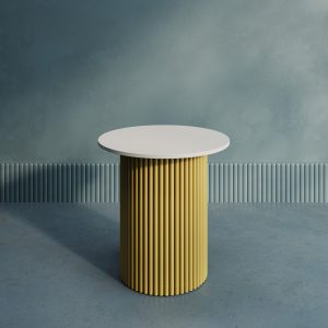 Журнальный столик TRUBIS Wood S D60 см, белый/золотой