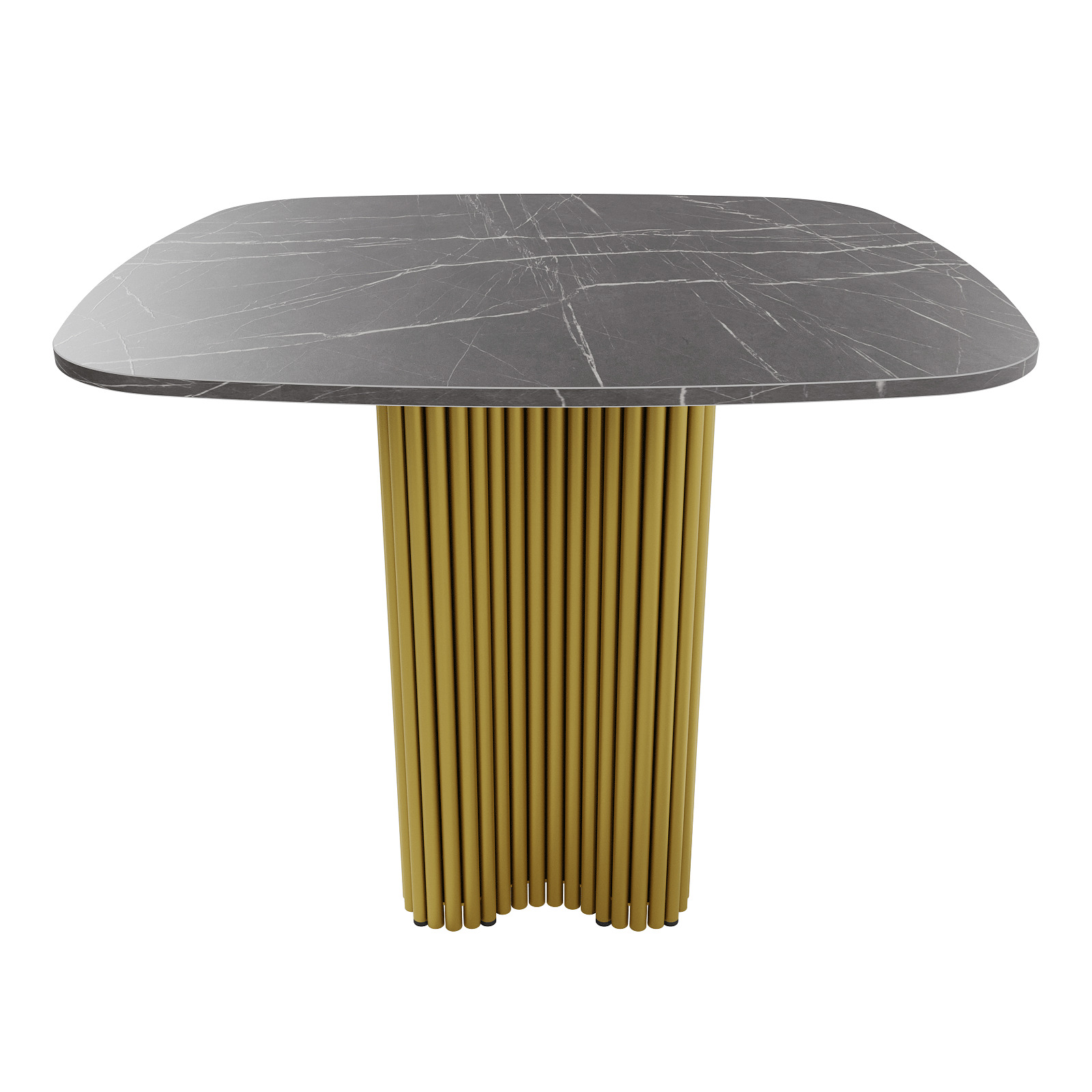 Обеденный стол TRUBIS Wood CLEVER 90 см, темный мрамор/золотой