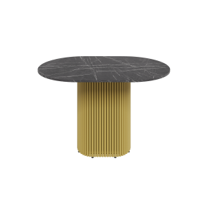 Обеденный стол TRUBIS Wood Oval 120 х 80 см, темный мрамор/золотой