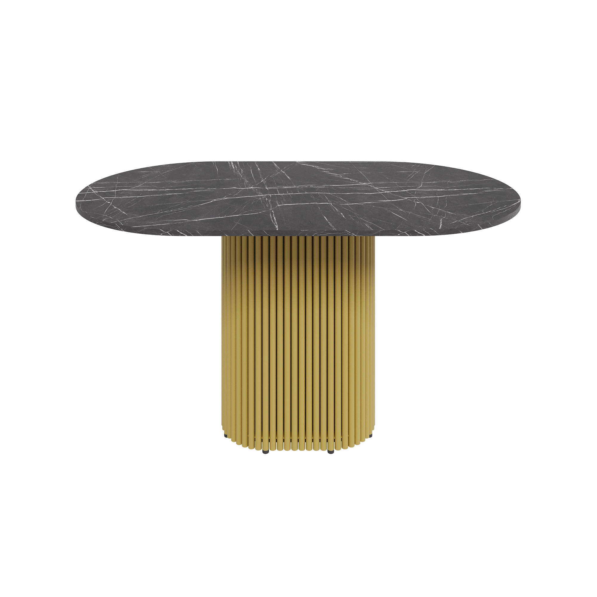Обеденный стол TRUBIS Wood Oval 140 х 80 см, темный мрамор/золотой