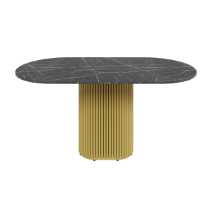 Обеденный стол TRUBIS Wood Oval 160 х 80 см, темный мрамор/золотой