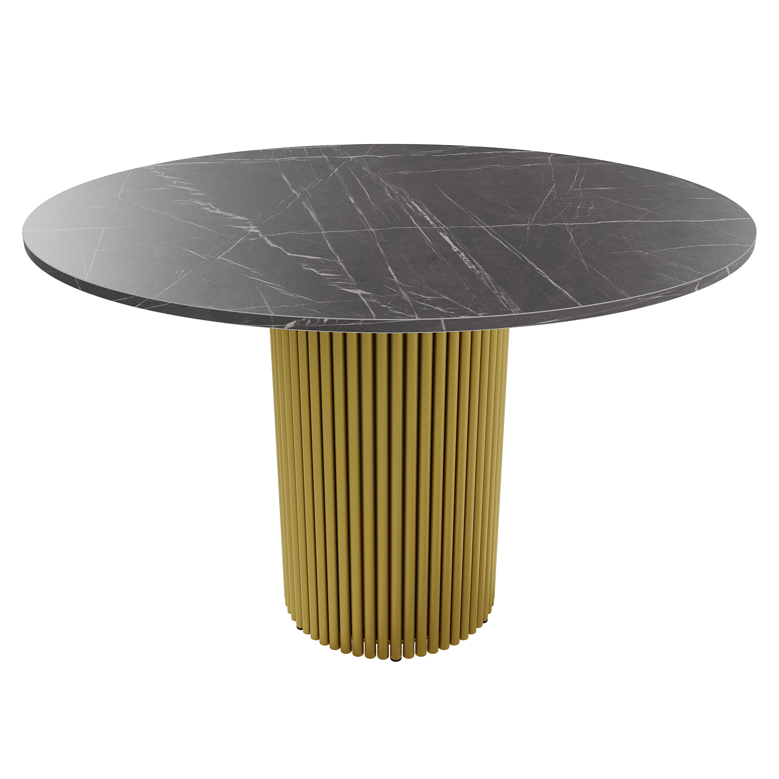 Обеденный стол TRUBIS Wood L D110 см, темный мрамор/золотой