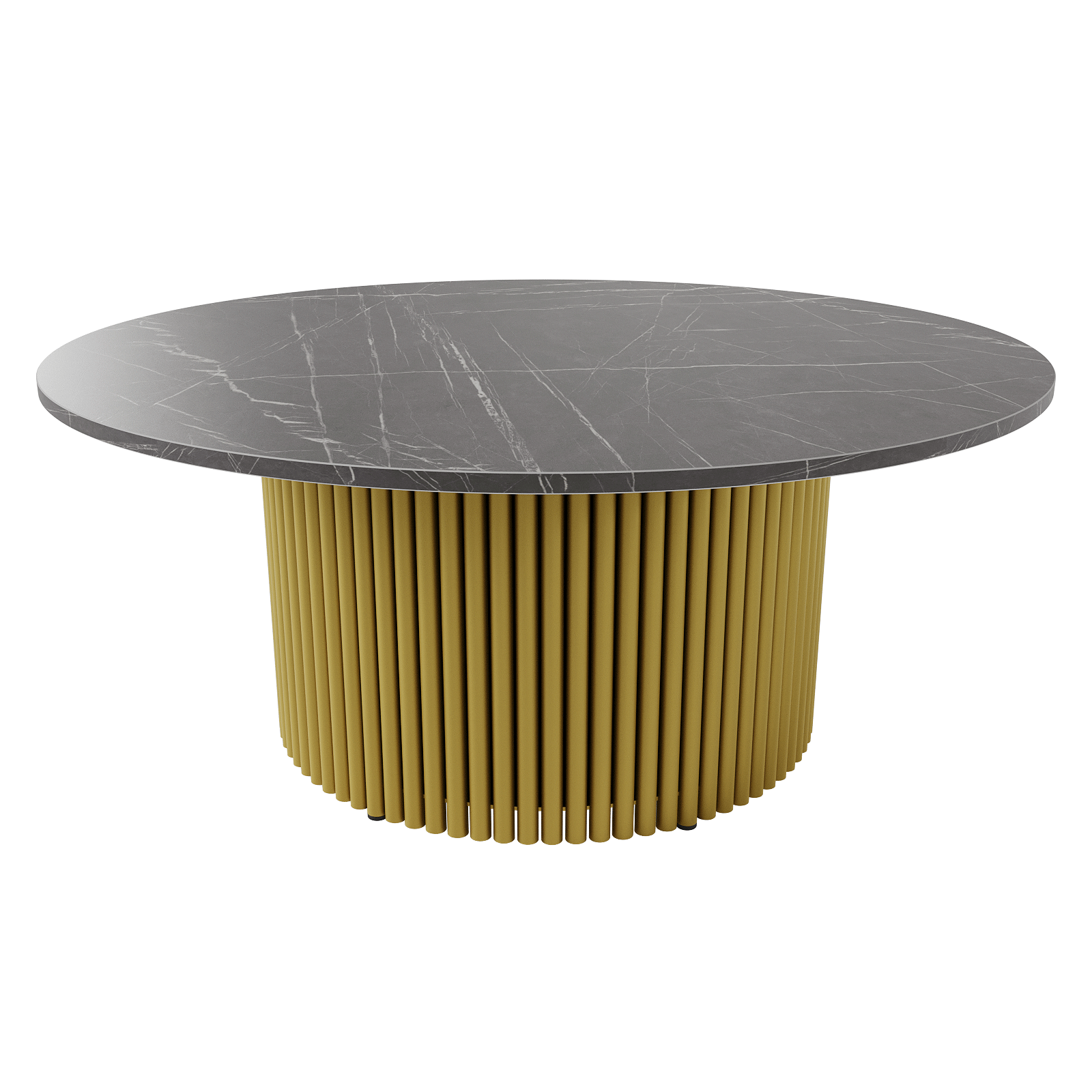 Журнальный столик TRUBIS Wood M D100 см, темный мрамор/золотой