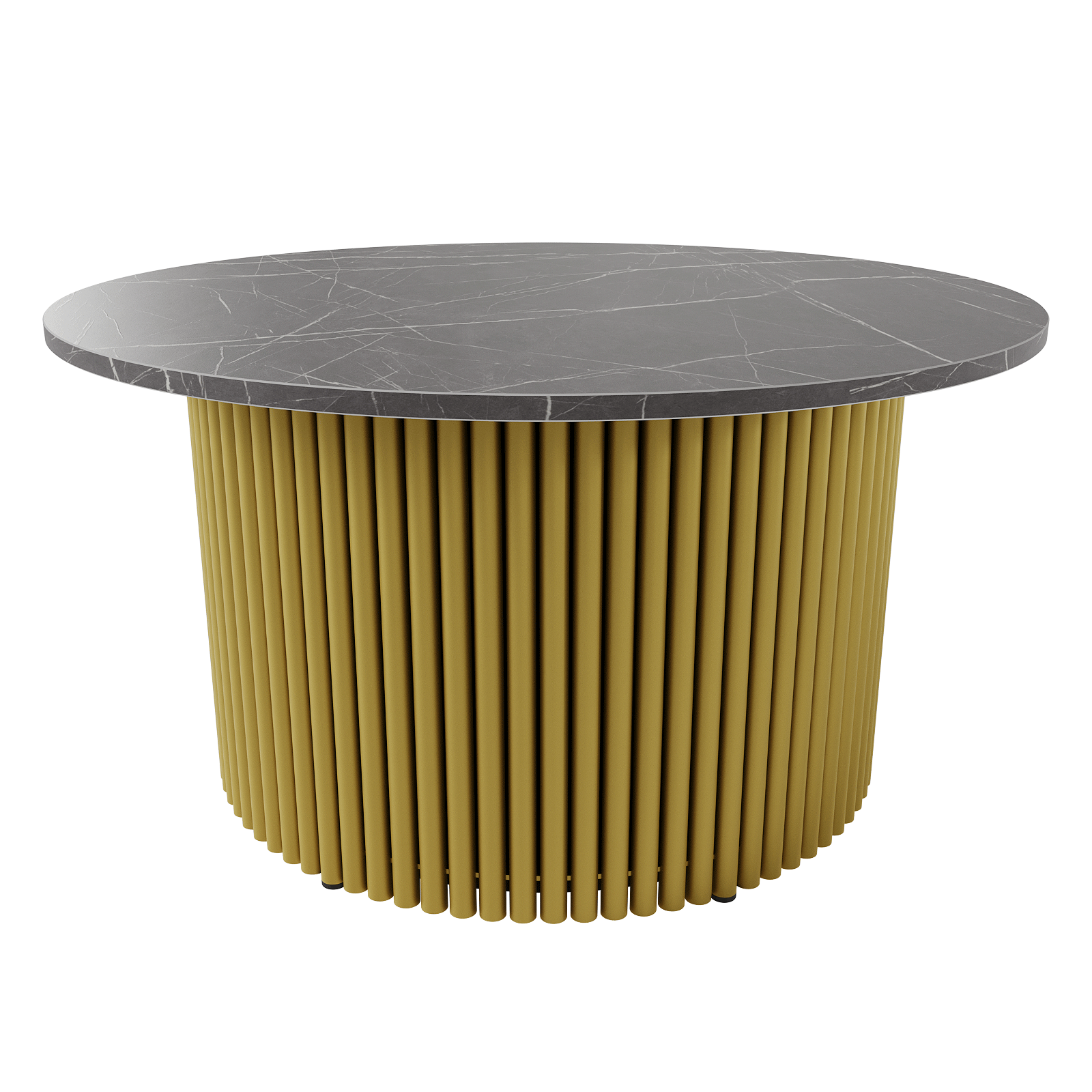 Журнальный столик TRUBIS Wood M D80 см, темный мрамор/золотой