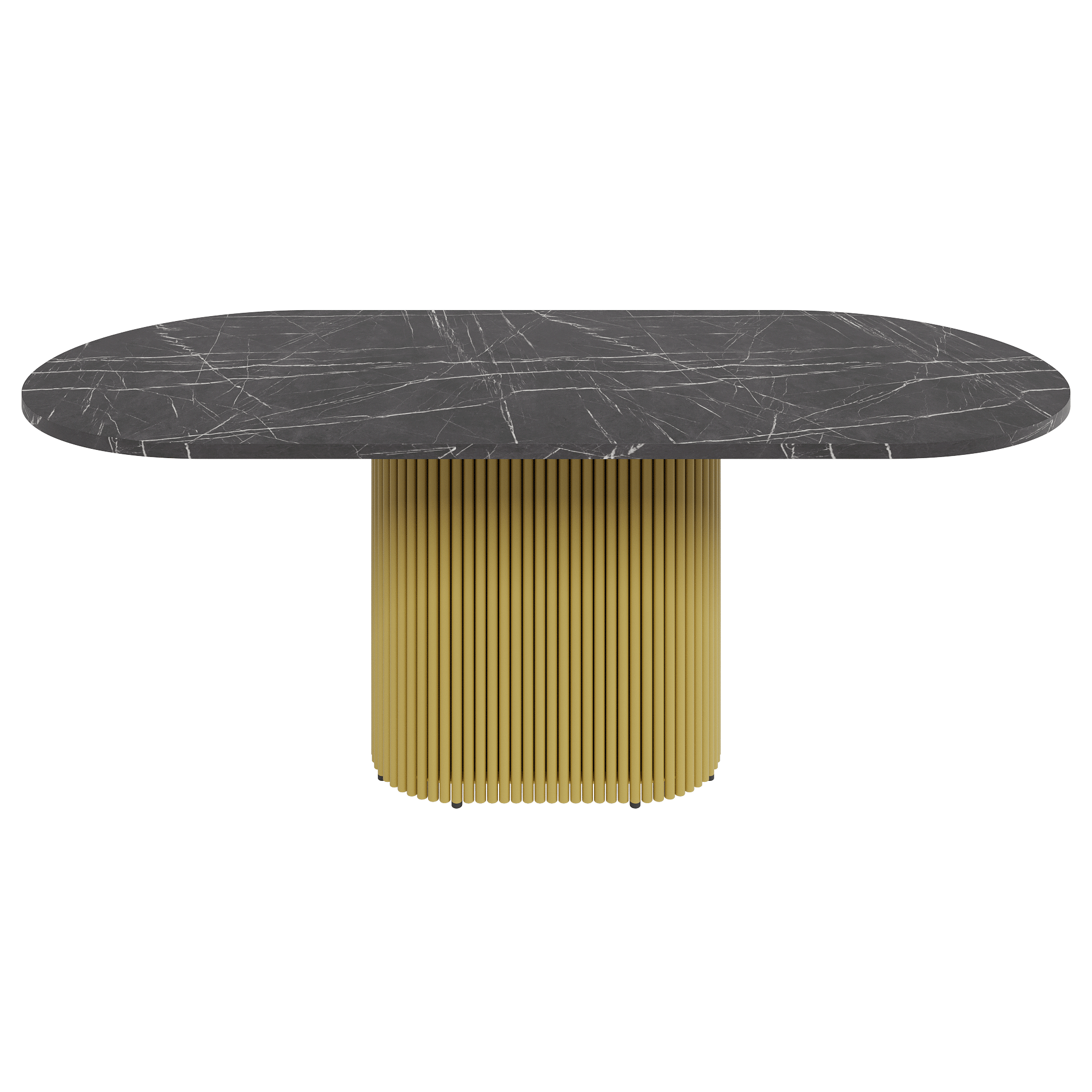 Обеденный стол TRUBIS Wood Oval 200 х 90 см, темный мрамор/золотой