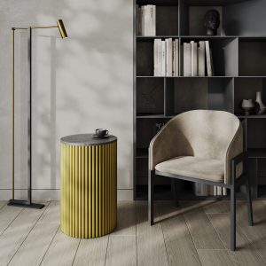 Журнальный столик TRUBIS Wood S D40 см, темный мрамор/золотой