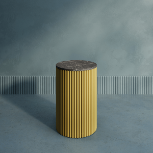 Журнальный столик TRUBIS Wood S D40 см, темный мрамор/золотой