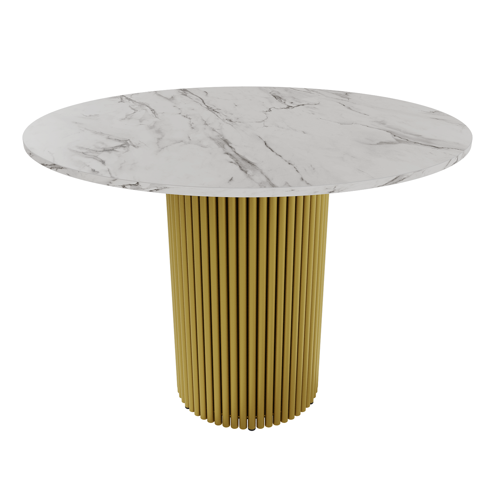 Обеденный стол TRUBIS Wood L D100 см, белый мрамор/золотой